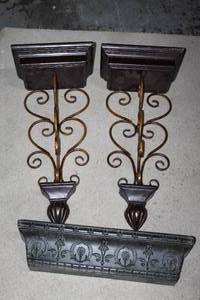 lot 292 image: pair of vintage massive dark brown decorative wall bracket sconce shelves and more see pictures