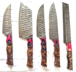 lot 28 image: NEW genuine Damascus steel blade matching cutlery set knives (Bid is times the quantity)