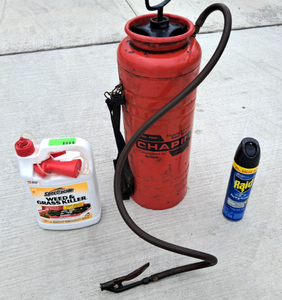 lot 44 image: Chapin compressed air sprayer, Raid bug killer, Spectracide weed & grass killer