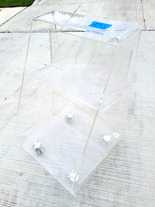 lot 185 image: Crate & Barrel mobile Acrylic display cart