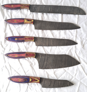 lot 49 image: NEW genuine Damascus steel blade matching cutlery set knives (Bid is times the quantity)