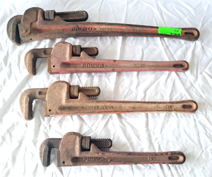 lot 53 image: Pittsburg, Olympia, Proto brand Pipe wrenches, 24, 18, 14