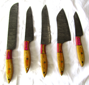 lot 72 image: NEW genuine Damascus steel blade matching cutlery set knives (Bid is times the quantity)