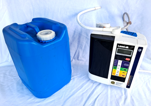 lot 184 image: Enagic LevelLuk SD Electrolysis water system model TYH-401 and 5 gallon water storage container