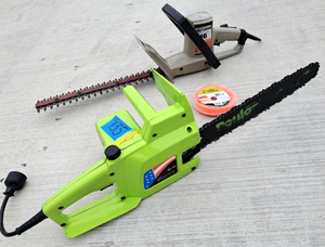 lot 135 image: Poulan Patriot EL14 electric chain saw, and Craftsman 16 hedge trimmer (Yes both work)