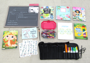 lot 178 image: Assorted art supplies and coloring books