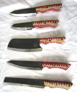 lot 144 image: NEW genuine Damascus steel blade matching cutlery set knives (Bid is times the quantity)