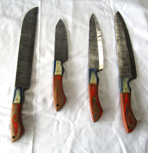 lot 129 image: NEW genuine Damascus steel blade matching cutlery set knives (Bid is times the quantity)