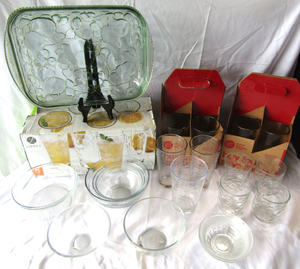lot 24 image: Libby Reno glass set NIB, and assorted glassware as shown