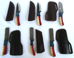 NEW genuine Damascus steel blade Texas theme knives with leather sheaths (Bid is times the quantity)