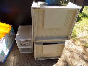lot 122 image: 2 plastic file drawers and 2 sleight drawer boxes