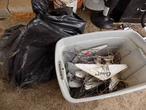lot 165 image: Hangers, crate and bag