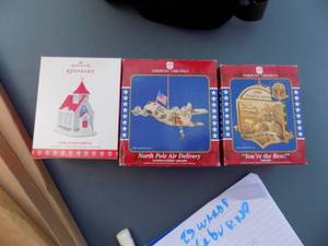 lot 15 image: HALLMARK ORNAMENT  PLUS 2 AMERICAN GREEETINGS ORNAMENTS