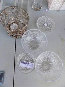 lot 206 image: Crystal bowls, coasters and candle holders