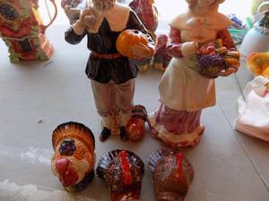 lot 243 image: 2 PILGRAMS M & F, PLUS  TURKEYS
