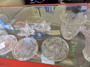 lot 249 image: PRESSED Glass-  COASTERS, CANDLEHOLDERS, BOWLS PLUS