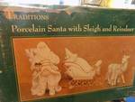 PORCELAIN SANTA W/ SLEIGH  REINDEER