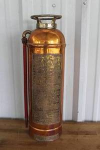 lot 25 image: vintage copper and brass fire extinguisher