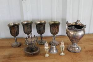 lot 36 image: vintage set of silver-plated tableware