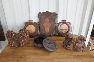 lot 48 image: antique  wood items book ends and more see pictures for details