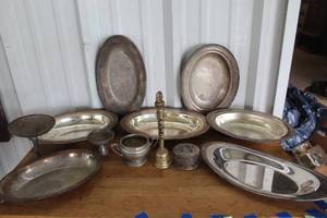 lot 66 image: collection of vintage silver-plated serving dishes