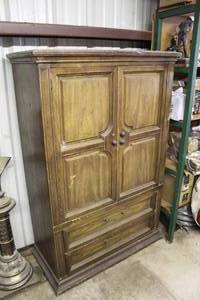 lot 103 image: rustic wooden armoire or wardrobe