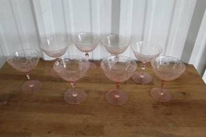 lot 112 image: vintage pink glass stemware