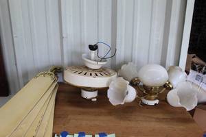 lot 151 image: vintage 4-light chandelier and ceiling fan