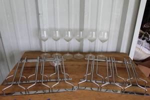 lot 153 image: Wine glass racks and glasses