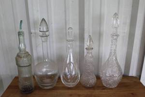 lot 160 image: collection of vintage glass decanters