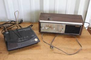 lot 168 image: vintage collectible is a Sound Design Model #3220 AMFM Clock Radio tested worked when posted  and. vintage GE Model 2-9862A Dual Microcassette Landline Telephone Answering Machine
