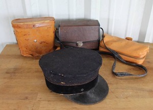 lot 171 image: vintage Knights Templar fatigue hat and empty cases see pictures for details