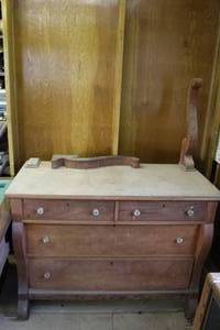 lot 395 image: vintage wood dresser, which appears to be in an American Empire style