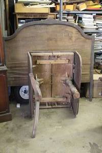 lot 406 image: Wood table need of restoration and head board