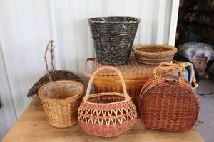 lot 441 image: vintage woven wicker baskets