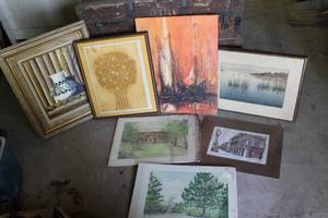 lot 447 image: collection of framed art pieces