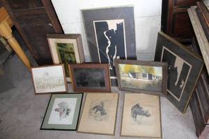 lot 449 image: collection of framed art pieces