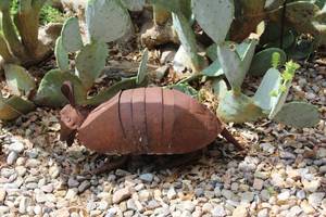 lot 472 image: rustic metal armadillo sculpture for yard art