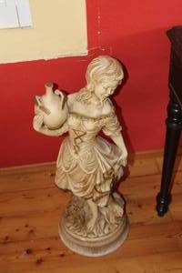 lot 501 image: Marwal industries chalkware statue of a maiden pouring water from a jug