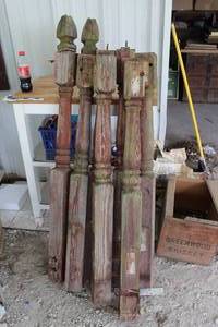 lot 551 image: rustic wooden balusters often used in architectural salvage projects