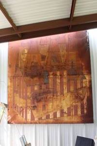 lot 559 image: rusted hires root beer  metal sign( will need to be removed by buyer)