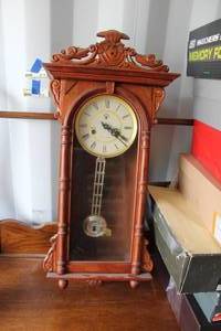 lot 614 image: vintage wooden regulator wall clock