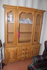 lot 634 image: vintage French Provincial china cabinet hutch