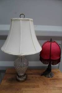 lot 656 image: cut crystal table lamp and Victorian-style boudoir lamp