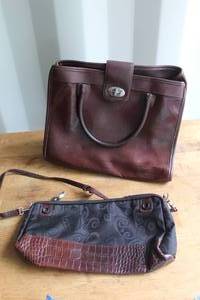 lot 676 image: Brighton brown leather hand bag and Brahmin Marcy croc-embossed leather handbag