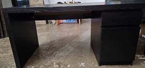 lot 212 image: Black Wooden Desk with Cabinet