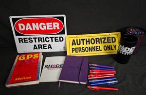 lot 214 image: Signs, and Promotional pens, and paper