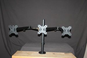 lot 14 image: Triple Monitor Desk Mount VIVO Brand with Articulating Arms