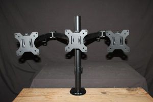 lot 59 image: Triple monitor desk mount stand with Articulating arms