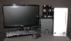 lot 15 image: Complete Computer System HP Pavillion TP01 Series Tower, Cyder Acoustics CA-3090 2.1 Speaker System, Redragon S113-KN RGB Wired Gaming Mouse, and Red Dragon KG010 Mechanical gaming Keyboard